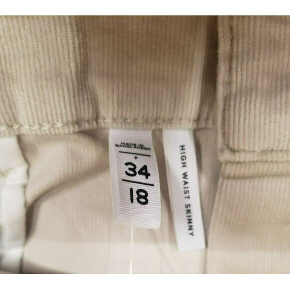 Loft High Waist Skinny Pants Size 34/18 Petite Corduroy Regular Fit Beige - Picture 5 of 7